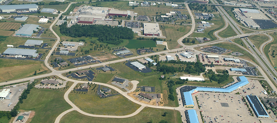 Aerial photo of Downtown Oshkosh